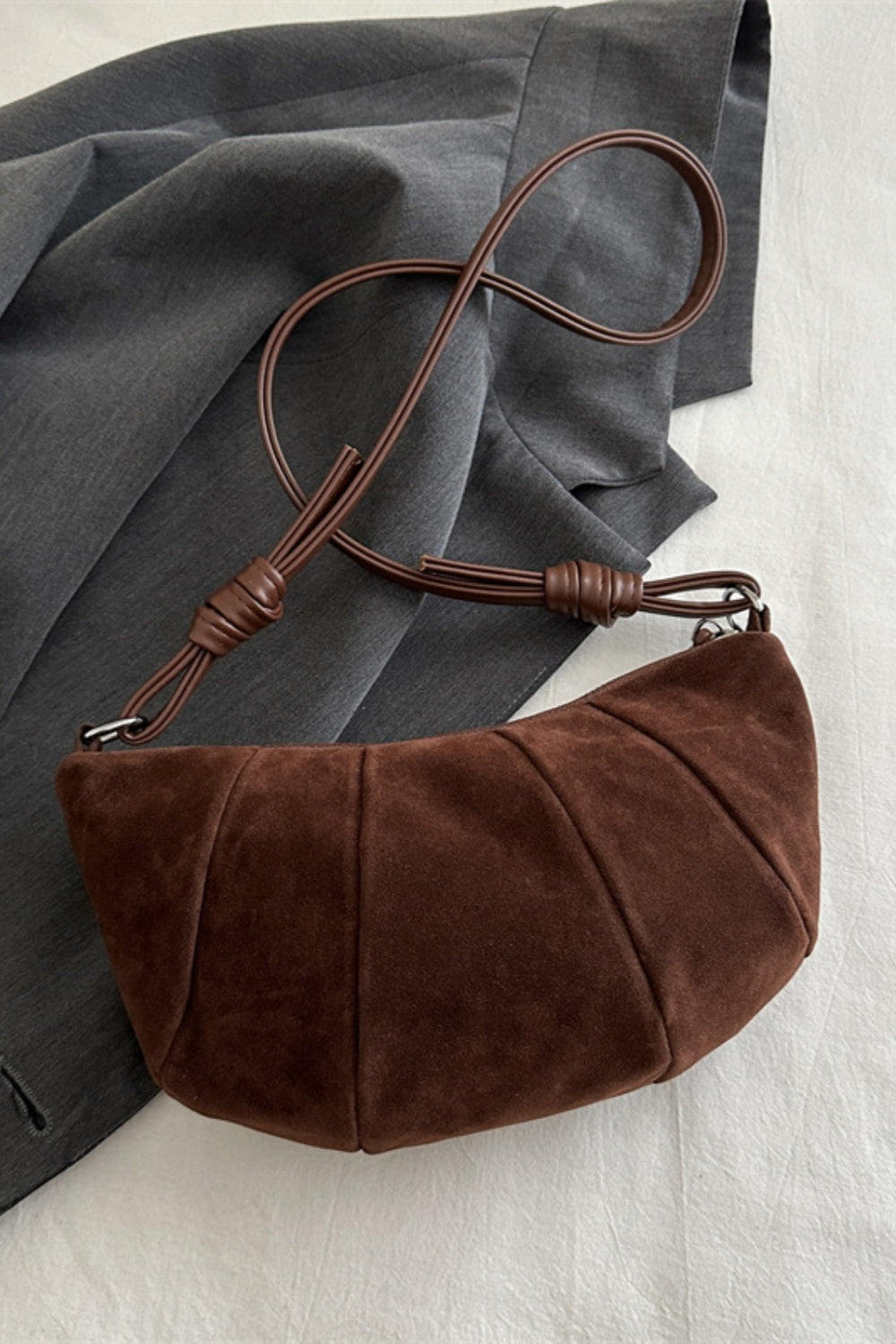 Suede Croissant Shape Bag