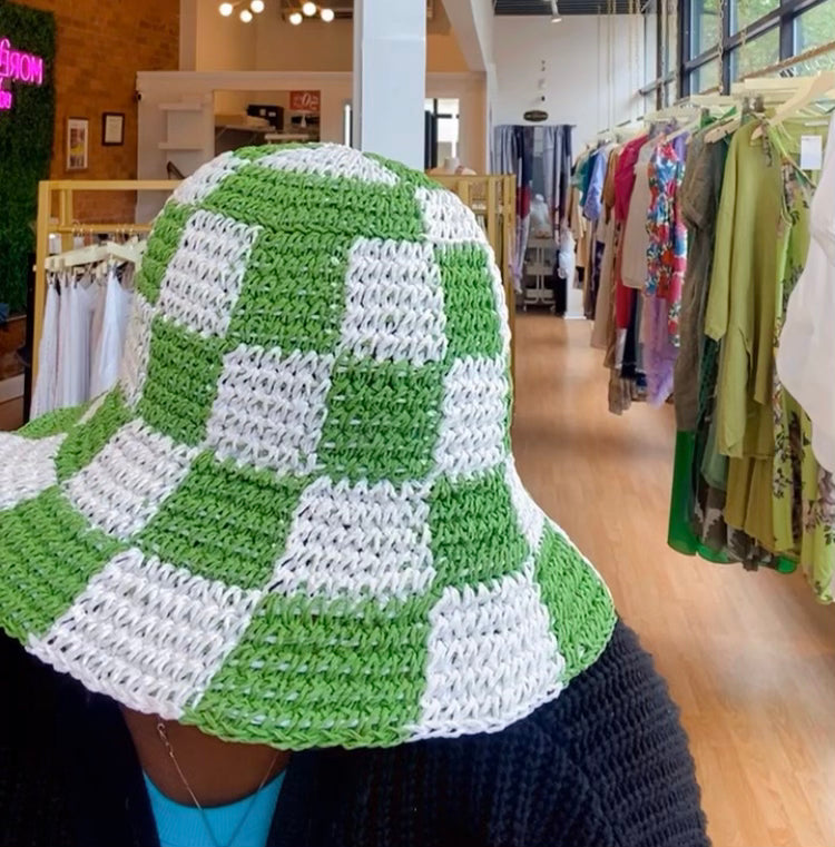 Green checkered hat