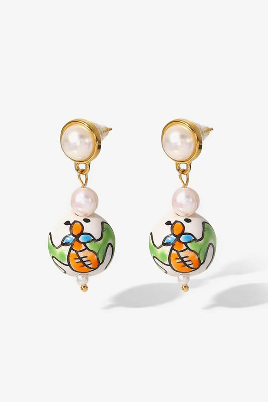 Pearl Painted Ceramic Drop Earrings