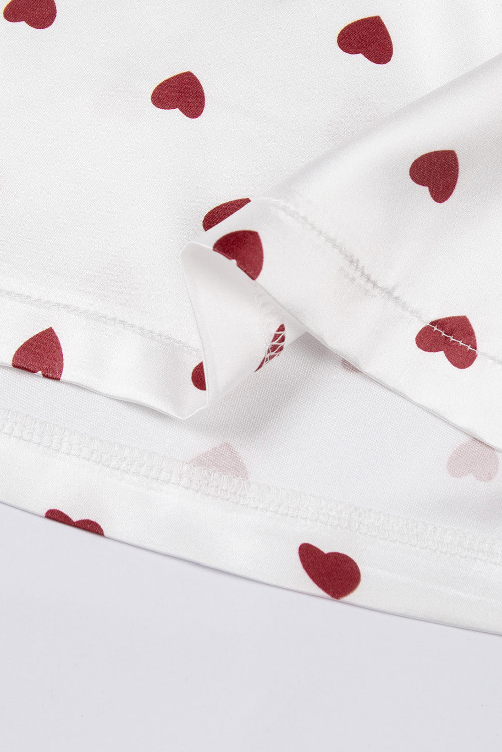 Heart Print Lace Trim Cami and Shorts Pajama Set