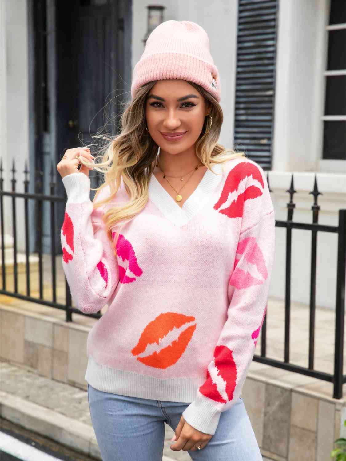 Lip V-Neck Sweater