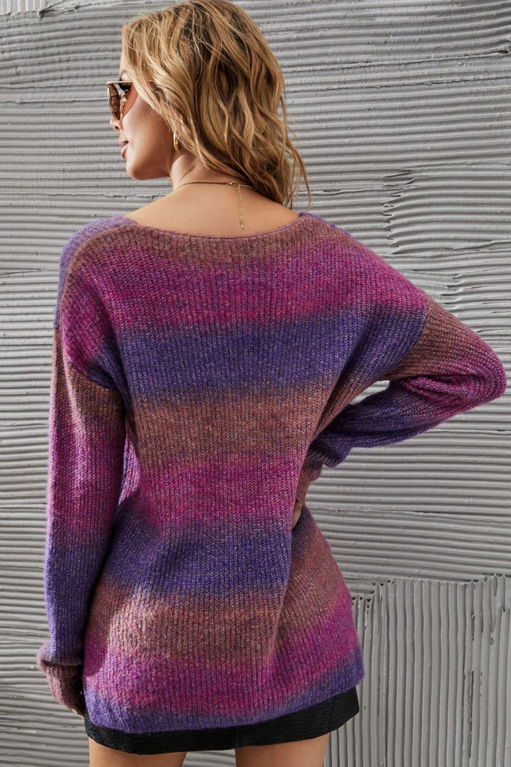 Multicolored Rib-Knit Pullover