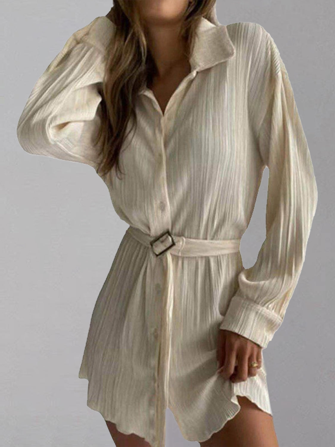 Pleated Shirt Dress